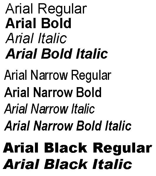 arial bold italic font
